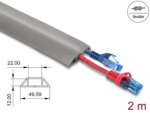 DELOCK Kabelkanal PVC flexibel 50 x 14 mm - Länge 2m grau