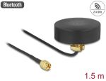 DeLOCK WLAN 802.11 b/g/n Antenne RP-SMA Stecker 2 dBi starr omnidirektional mit Anschlusskabel RG-174 1,5 m outdoor schwarz