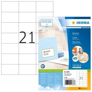 HERMA Etiketten Premium A4 70x42.3 mm weiß Papier matt 2100 St.
