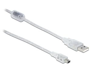 DeLOCK 5m, USB2.0-A/USB2.0 Mini-B USB Kabel USB A Mini-USB B 0,48 Gbit/s Transparent