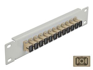 DELOCK 10" LWL Patchpanel 12 Port SC Simplex beige 1 HE grau