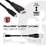 CLUB3D Micro HDMI™ auf HDMI™ 2.0 4K60Hz Kabel 1M