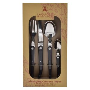 Laguiole 16-tlg. Besteck-Set aus Carbon