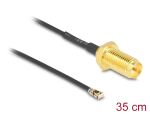 DeLOCK Antennenkabel RP-SMA Buchse zum Einbau zu I-PEX Inc., MHF® 4L LK Stecker 1.37 35 cm Gewindelänge 10 mm