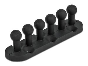 DeLOCK Kabelhalter mit 5 Durchführungen selbstklebend / schraubbar 6 Stück schwarz