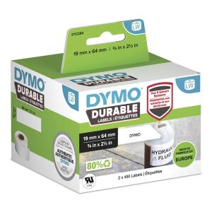 DYMO Original LabelWiter Hochleistungs-Etiketten | 19 mm x 64 mm | weißes Kunststoff-Etikett | Rolle mit 900 Etiketten | für LabelWriter-Beschriftungsgerät