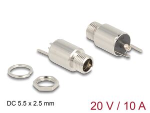 DELOCK Steckverbinder DC 5,5 x 2,5 mm Bu zum Einbau Löt rund
