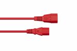 Kabelmeister Kaltgeräteverlängerung Kaltgeräte-Stecker C14 an Kaltgeräte-Buchse C13, rot, 0,75mm², 1m