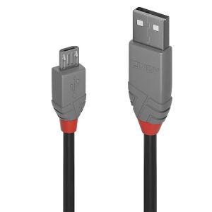 Lindy 36733 USB Kabel USB 2.0 2 m USB A Micro-USB B 0,48 Gbit/s Schwarz, Grau