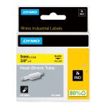 DYMO Rhino Industrie Schrumpfschlauch-Kabeletiketten | 9 mm1,5 m | Schwarz auf gelb | für Rhino Beschriftungsgerät