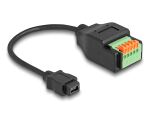 DeLOCK USB 2.0 Kabel Typ Mini-B Buchse zu Terminalblock Adapter mit Drucktaster 15 cm