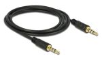 DELOCK Klinkekabel 3,5mm -> 3,5mm StSt 2.00m 4Pin schwarz