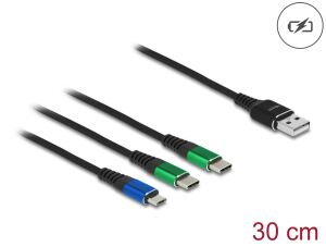 DELOCK USB Ladekabel 3 in 1 Typ-A zu Micro USB/ 2x USB 30 cm