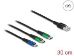 DELOCK USB Ladekabel 3 in 1 Typ-A zu Micro USB/ 2x USB 30 cm
