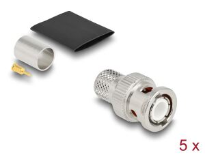 DeLOCK BNC Stecker zum Crimpen LMR 400 mit passendem Schrumpfschlauch