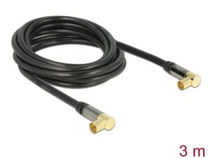 DELOCK Antennenkabel IEC 90° -> IEC 90° St/Bu 3.00m schwarz