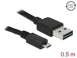 DeLOCK 0.5m, USB2.0-A/USB2.0 Micro-B USB Kabel 0,5 m USB A Micro-USB B 0,48 Gbit/s Schwarz