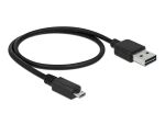 DeLOCK 0.5m, USB2.0-A/USB2.0 Micro-B USB Kabel 0,5 m USB A Micro-USB B 0,48 Gbit/s Schwarz