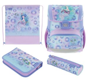 Herlitz Loop Plus Mystic Mermaid Schulranzen-Set Junge/Mädchen Polyester Blau, Grün, Pink