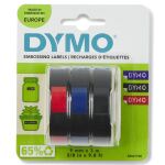 DYMO Original Prägeband | 3D schwarz | blaurot und schwarz | 9 mm x 3 m | selbstklebendes Kunststoff Etikettenband | für Junior & Omega Beschriftungsgerät | 3 Stück