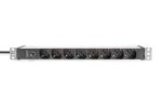 Digitus Steckdosenleiste mit Aluminiumprofil und Vorsicherung, 8-fach Italienische Ausgang, 2 m Zuleitung IEC C14 Stecker