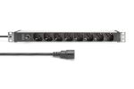 Digitus Steckdosenleiste mit Aluminiumprofil und Vorsicherung, 8-fach Italienische Ausgang, 2 m Zuleitung IEC C14 Stecker
