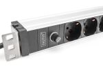 Digitus Steckdosenleiste mit Aluminiumprofil und Vorsicherung, 8-fach Italienische Ausgang, 2 m Zuleitung IEC C14 Stecker