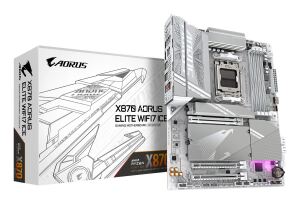 GIGABYTE X870 AORUS ELITE WIFI7 ICE Mainboard - Unterstützt AMD Ryzen 9000 CPUs, 16+2+2 Phasen Digitales VRM, bis zu 8200MHz DDR5 (OC), 3xPCIe 5.0 + 1xPCIe 4.0, Wi-Fi 7, 2.5GbE LAN, USB 4