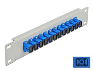 DELOCK 10" LWL Patchpanel 12 Port SC Simplex blau 1 HE grau