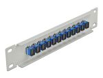 DELOCK 10" LWL Patchpanel 12 Port SC Simplex blau 1 HE grau