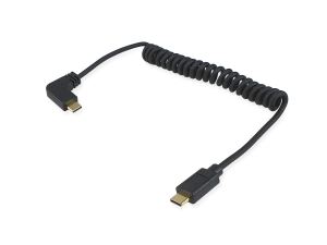Equip USB 2.0 C auf C 90° abgewinkeltes Spiralkabel, Stecker/Stecker, 1 m