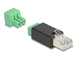 DeLOCK 66607 Kabeladapter RJ45 3 pin terminal block Schwarz, Grün