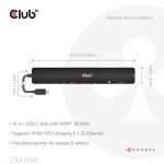 CLUB3D CSV-2550 laptop-dockingstation & portreplikator Kabelgebunden USB Typ-C Schwarz