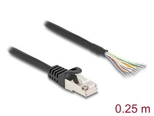 DeLOCK Kabel RJ50 Stecker zu offenen Kabelenden S/FTP 0,25 m schwarz