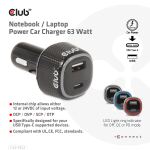 CLUB3D CAC-1922 Ladegerät für Mobilgeräte Laptop Schwarz Zigarettenanzünder Auto