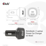 CLUB3D CAC-1922 Ladegerät für Mobilgeräte Laptop Schwarz Zigarettenanzünder Auto