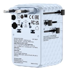 Verbatim 30192 Ladegerät für Mobilgeräte Universal Blau AC Schnellladung Drinnen