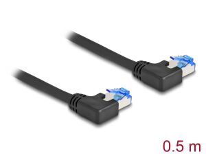 DELOCK RJ45 NWK Cat.6A S/FTP links gewinkelt 0,5 m schwarz