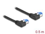 DELOCK RJ45 NWK Cat.6A S/FTP links gewinkelt 0,5 m schwarz