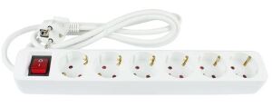 Alcasa PS016-W015 Verlängerungskabel 1,5 m 6 AC-Ausgänge Drinnen Weiß