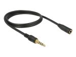 DELOCK Verlängerung Klinke 3.5mm 4Pin St > Bu 1.0m schwarz
