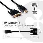 CLUB3D DVI auf HDMI 1.4 Kabel St./St. 2 meter, Bidirektional