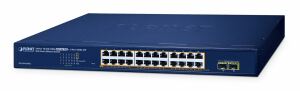 PLANET 24-Port 10/100/1000T 802.3at PoE + 2-Port 1000X SFP Web Smart Ethernet Switch (260W PoE Budget, 802.1Q VLAN, Link Aggregation, IGMP Managed L2 Gigabit Ethernet (10/100/1000) Power over Ethernet (PoE) Blau