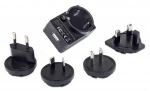 Manhattan USB-Ladegerät und Reiseadapter, Geeignet für Europa, UK, USA und Australien, ein USB-A-Ladeport lädt mit bis zu 1 A, schwarz