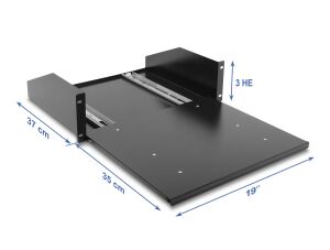 DELOCK 19" ausziehbarer Fachboden 3HE, schwarz