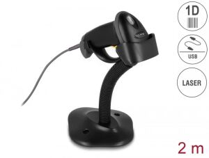 DELOCK Indusrie Barcode Scanner 1D mit Kabel und Halterung