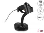 DELOCK Indusrie Barcode Scanner 1D mit Kabel und Halterung