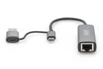 Digitus USB Typ-C™ Gigabit Ethernet Adapter 2.5G, USB-C™ + USB A (USB3.1/3.0)
