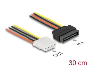 DELOCK Stromkabel SATA 15pin -> Molex 4pin Bu/Bu 0.30m