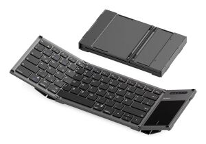 Inateck KB06101_STEEL GRAY Tastatur Haus RF Wireless + Bluetooth QWERTZ Englisch Schwarz